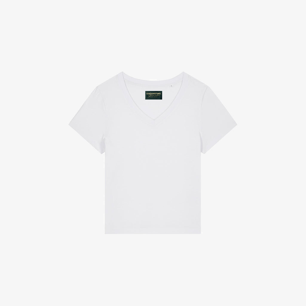 LEONORA - T-shirt donna bianca con scollo a V