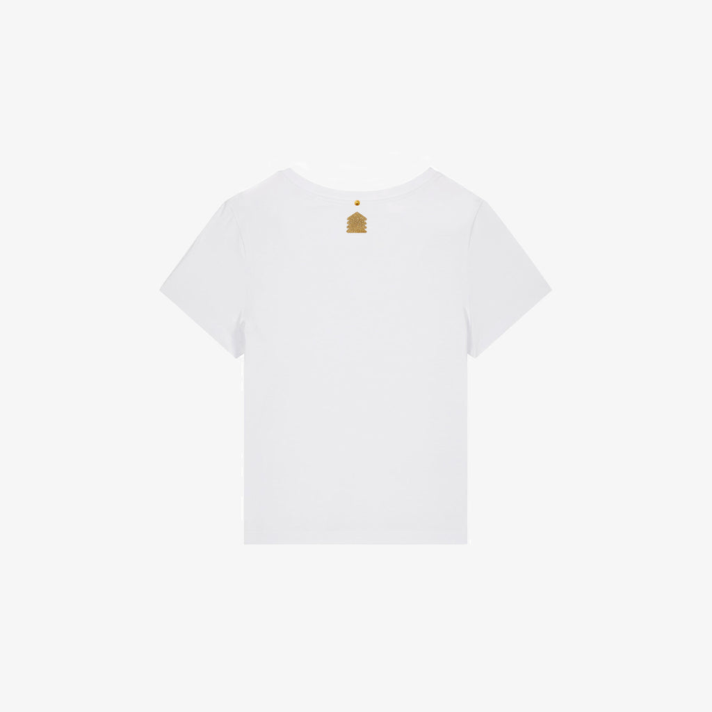 LEONORA - T-shirt donna bianca con scollo a V