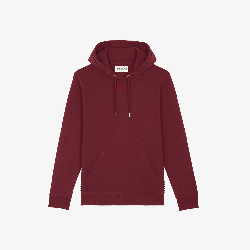 ICONIRIA - Felpa con cappuccio bordeaux con borchie bordeaux