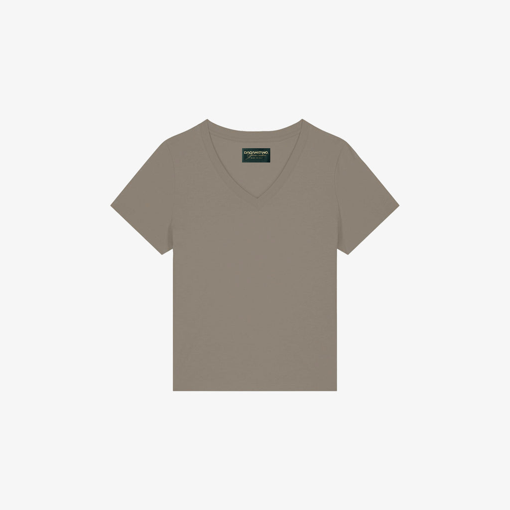 LEONORA - T-shirt donna bronze con scollo a V