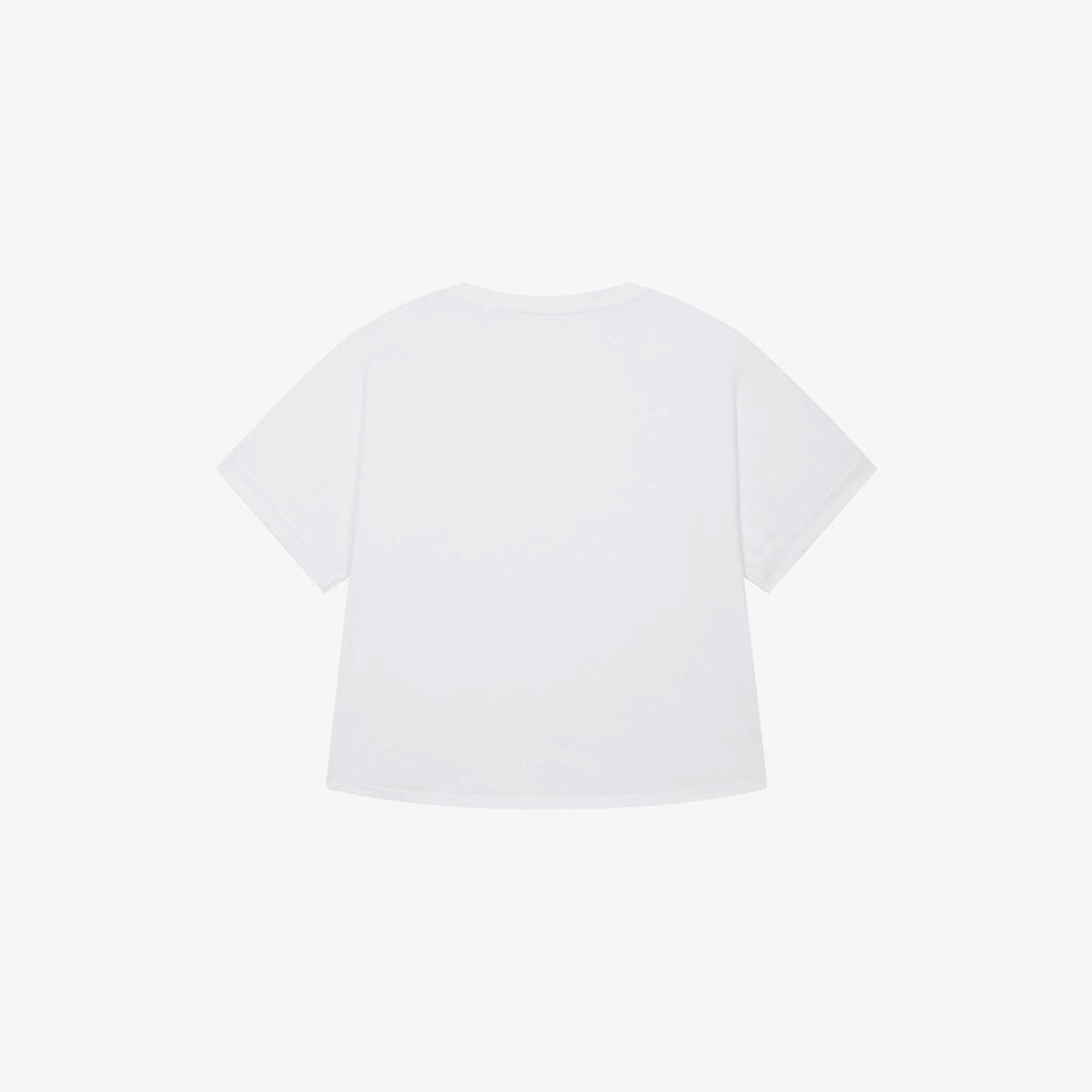 DAFNE - T-shirt crop bianca dipinta a mano