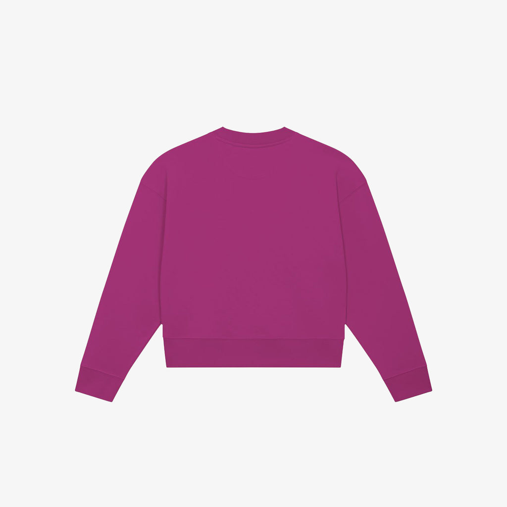 LEDORIA - Felpa crop girocollo fucsia dipinta a mano