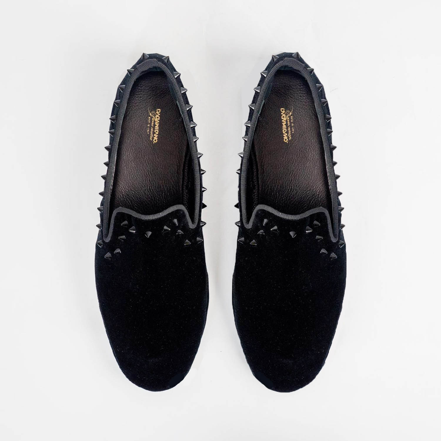 ALESSIO – Loafer Nera Borchiata in Velluto