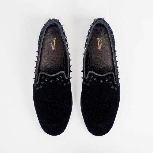 ALESSIO – Loafer Nera Borchiata in Velluto