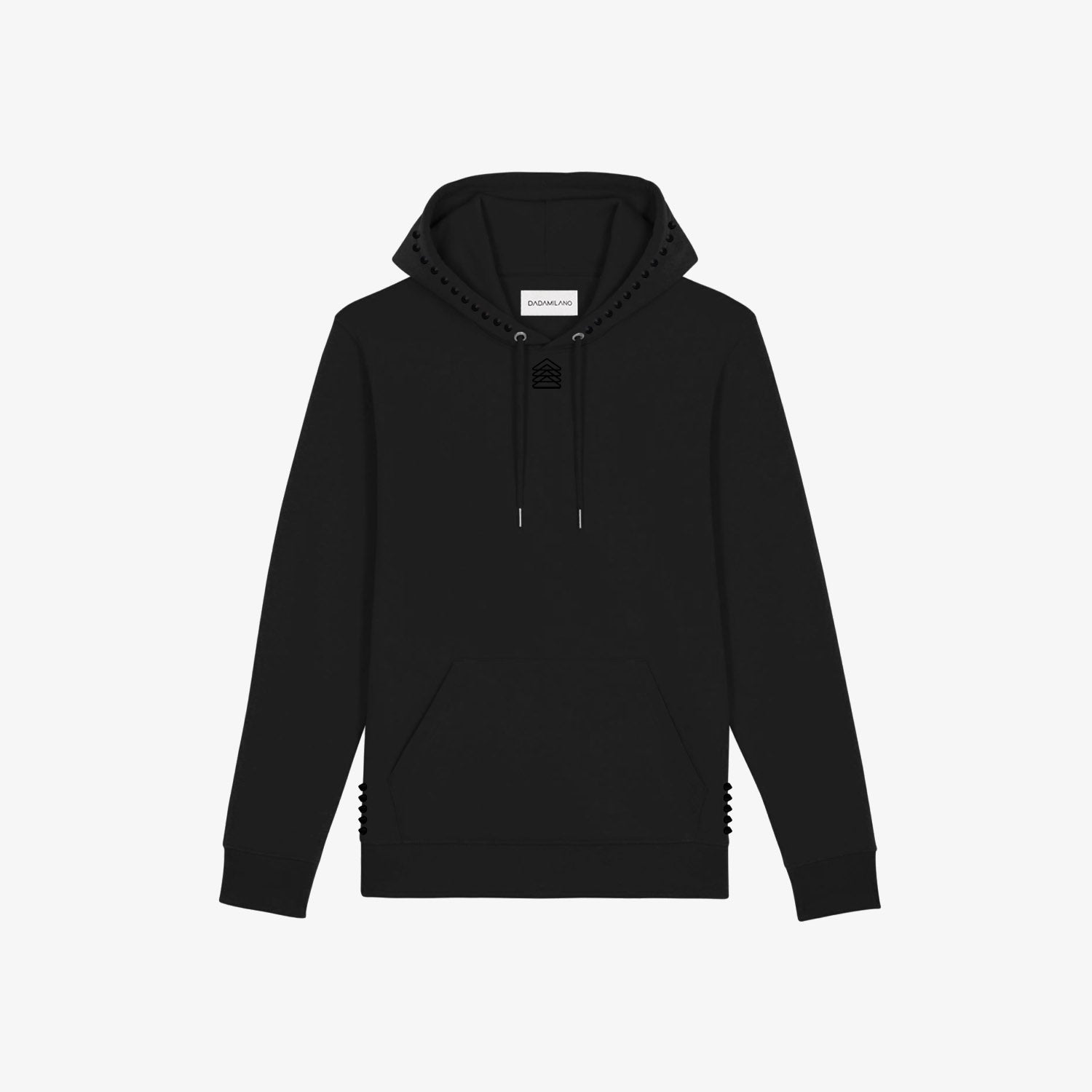 ICONIRIA - Felpa con cappuccio nera con borchie nere