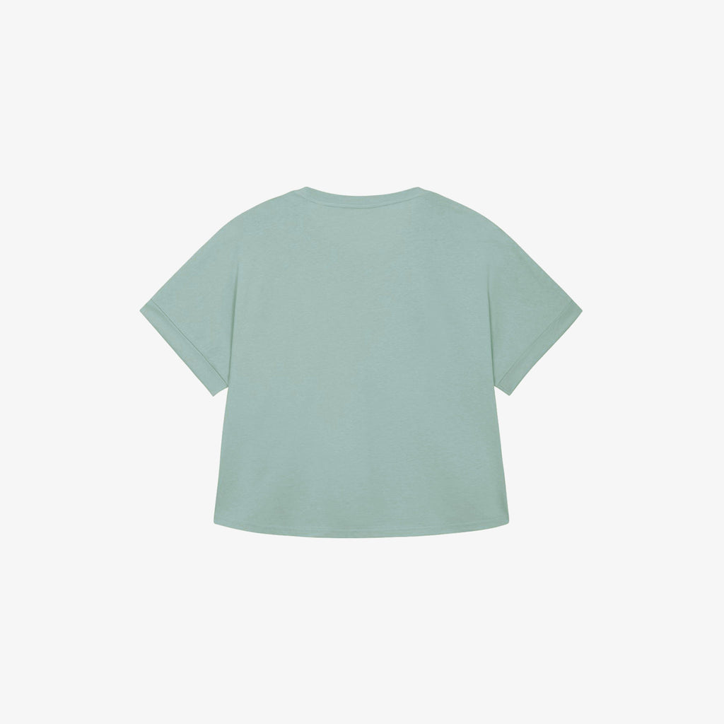 DAFNE - T-shirt crop aqua dipinta a mano